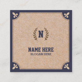 Luxury Kraft PRINTED Navy Square Visitekaartje