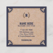 Luxury Kraft PRINTED Navy Square Visitekaartje (Achterkant)