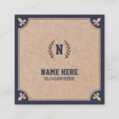 Luxury Kraft PRINTED Navy Square Visitekaartje (Voorkant)