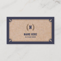 Luxury Kraft PRINTED Navy Visitekaartje