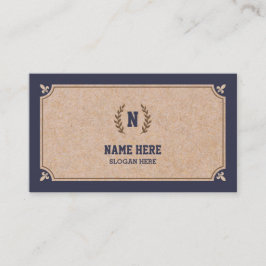 Luxury Kraft PRINTED Navy Visitekaartje