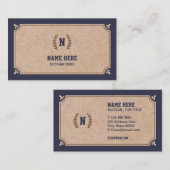 Luxury Kraft PRINTED Navy Visitekaartje (Voorkant / Achterkant)