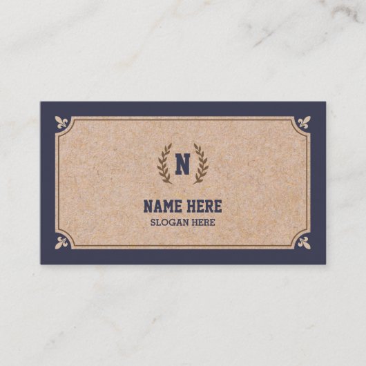 Luxury Kraft PRINTED Navy Visitekaartje (Voorkant)