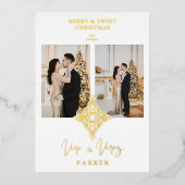 Luxury Lace MR & MRS kerstbruiloft 2 Foto's Folie Uitnodiging (Voorkant)