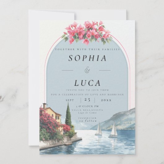 Luxury Lake Como Destination Wedding with QR Code Kaart (Voorkant)