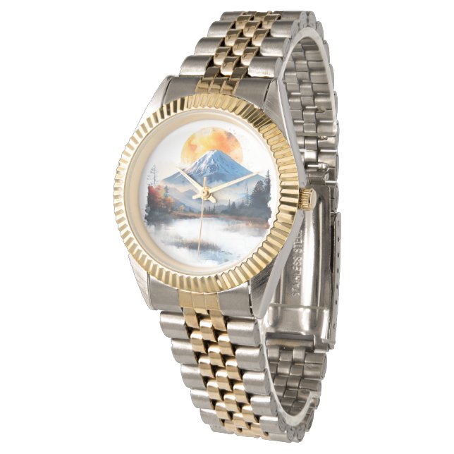 Luxury Landmark Mountain & River Watch Elegant  Horloge (Gekanteld)