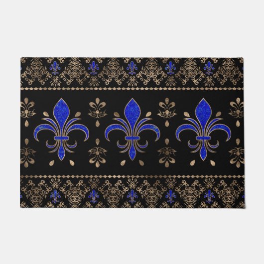 Luxury Lapils Lazuli en Gold Fleur-de-lis-ormense Deurmat (Voorkant)