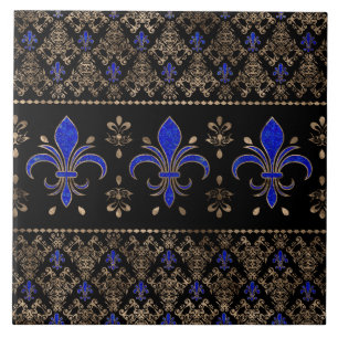 Luxury Lapils Lazuli en Gold Fleur-de-lis-ormense Tegeltje