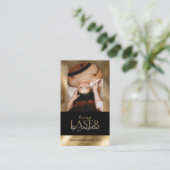 Luxury Laser Technician Spa Arch Photo Black Gold Visitekaartje (Staand voorkant)