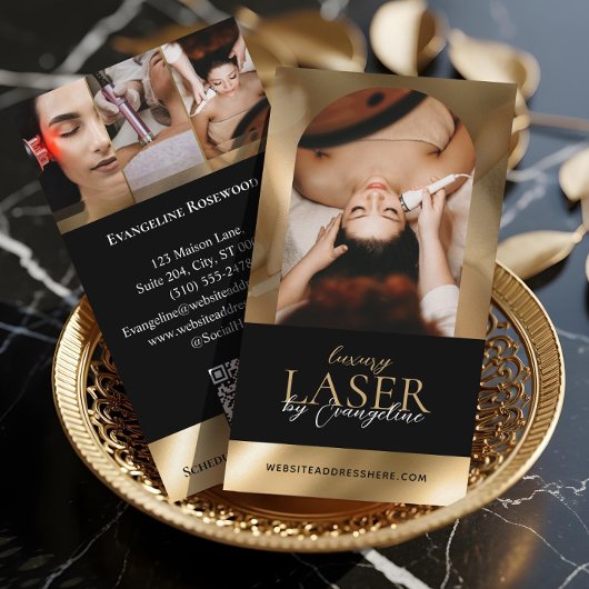 Luxury Laser Technician Spa Arch Photo Black Gold Visitekaartje