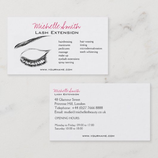 Luxury Lash & Beauty Salon Zwarte Wimpers Visitekaartje (Voorkant / Achterkant)