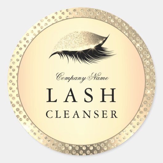 Luxury Lash Cleanser Gold Beauty Productlabel Ronde Sticker (Voorkant)