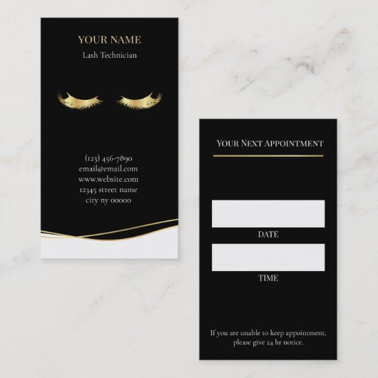 Luxury Lash Technician Appointment Card Afsprakenkaartje (Voorkant / Achterkant)