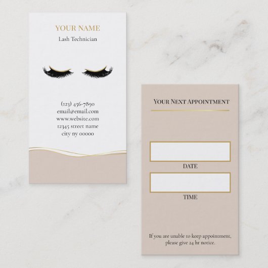 Luxury Lash Technician Appointment Card Afsprakenkaartje (Voorkant / Achterkant)