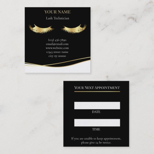 Luxury Lash Technician Appointment Card Afsprakenkaartje (Voorkant / Achterkant)