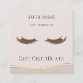 Luxury Lash Technician Gift Certificate Card Klantenkaartje
