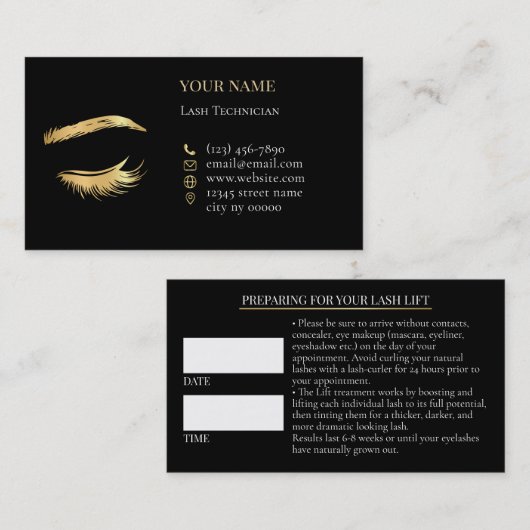 Luxury Lashes Before care Appointment Card Afsprakenkaartje (Voorkant / Achterkant)
