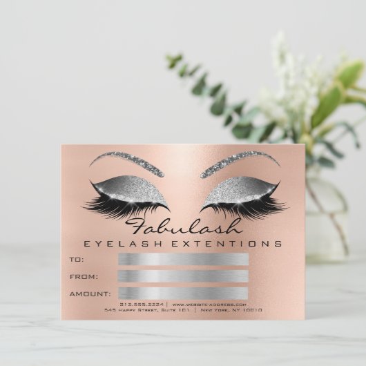 Luxury Lashes roze Silver Makeup Certificate Gift (Staand voorkant)