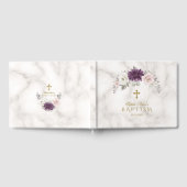 Luxury Lavender Blush Floral Cross Marble Baptisme Gastenboek (Volledig)
