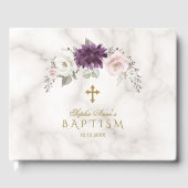 Luxury Lavender Blush Floral Cross Marble Baptisme Gastenboek (Voorkant)