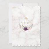 Luxury Lavender Blush Floral Cross Marble Baptisme Kaart (Achterkant)