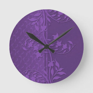 Luxury Lavender Damask Swirls Clock Ronde Klok