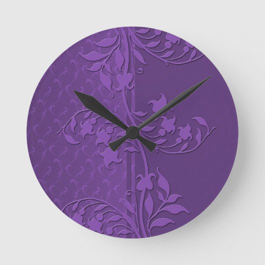 Luxury Lavender Damask Swirls Clock Ronde Klok (Voorkant)