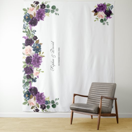 Luxury Lavender Pink Blue Floral Wedding Prop Wandkleed (In situ)