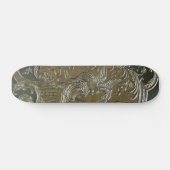 LUXURY LEATHER Gilded Silver Dragon Skateboard (Horizontaal)
