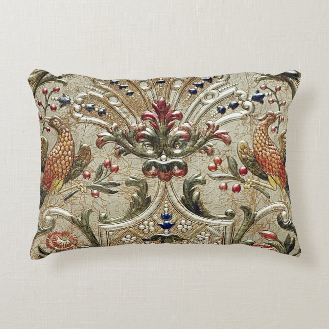 LUXURY LEATHER Silver Pheasant Gilded Accent Accent Kussen (Voorkant)