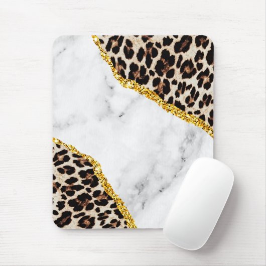 Luxury Leopard Interior Marble Stone Glitter Muismat (Met muis)