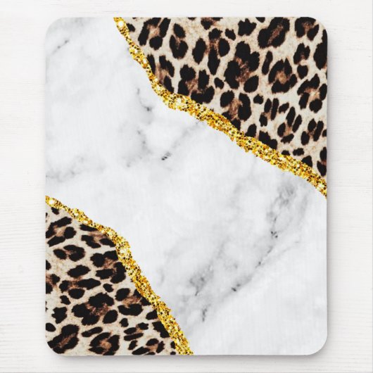 Luxury Leopard Interior Marble Stone Glitter Muismat (Voorkant)