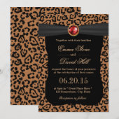 Luxury Leopard Print Ruby Gemstone Wedding Kaart (Voorkant / Achterkant)