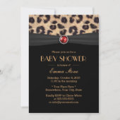 Luxury Leopard Ruby Gem Black Ribbon Baby shower Kaart (Voorkant)