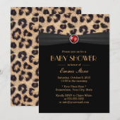 Luxury Leopard Ruby Gem Black Ribbon Baby shower Kaart (Voorkant / Achterkant)