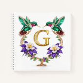Luxury Letter G Wedding Hummingbird Monogram Gift Notitieboek (Voorkant)