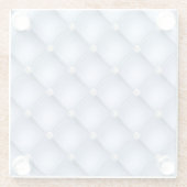 Luxury Light Blue Diamond Tufted Pattern Glazen Onderzetter (Achterkant)