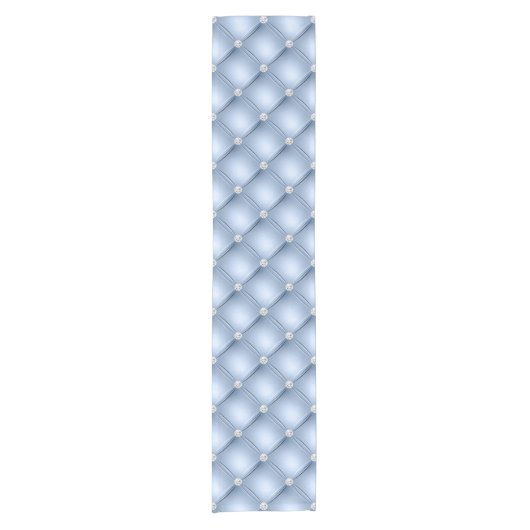 Luxury Light Blue Diamond Tufted Pattern Korte Tafelloper (Voorkant)