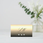 Luxury Light Gold Black Sparking Jewels Monogram Visitekaartje (Staand voorkant)