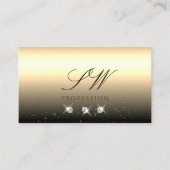 Luxury Light Gold Black Sparking Jewels Monogram Visitekaartje (Voorkant)