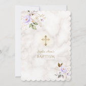 Luxury Light Paars Gold Flowers Marble Baptisme Kaart (Achterkant)