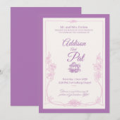 Luxury Light Purple wedding invitation Kaart (Voorkant / Achterkant)