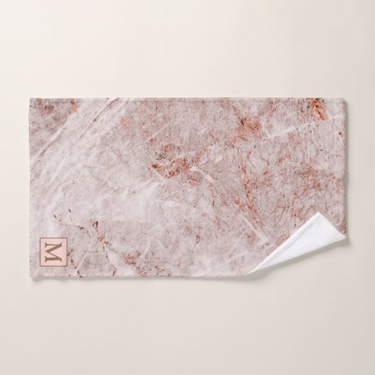Luxury Light Roze Marble Monogrammed Bad Handdoek (Handdoek)