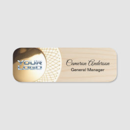 Luxury Light Wood Gold Lattice Name Tag