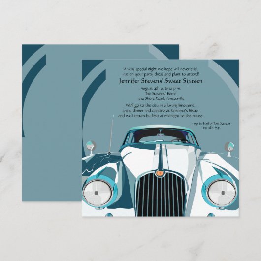 Luxury Limousine Uitnodiging (Voorkant / Achterkant)