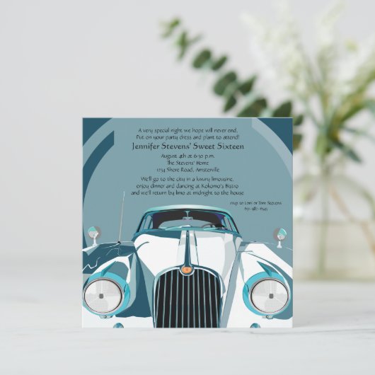 Luxury Limousine Uitnodiging (Staand voorkant)