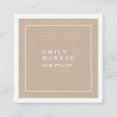 Luxury Linen Plain Modern minimalist Vierkante Visitekaartje (Voorkant)