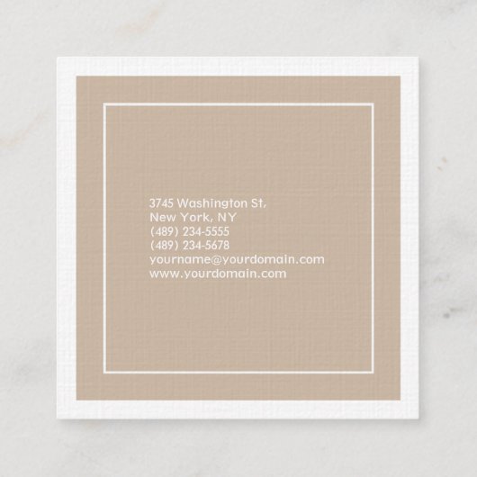 Luxury Linen Plain Modern minimalist Vierkante Visitekaartje (Achterkant)