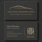 Luxury Linen Transport Car QR Code Black & Gold Visitekaartje