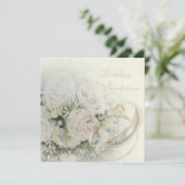 Luxury Linen Wedding Bands, Rozen, Doves & Lace Kaart (Staand voorkant)